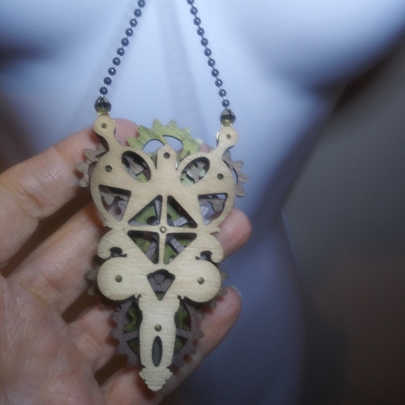 3/$18 Steampunk Hand Crafted Wooden Clockwork Style Pendant Necklace - Picture 4 of 7